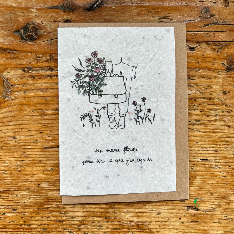 Carte à planter « Un merci fleuri, pour tout ce que j’ai appris »