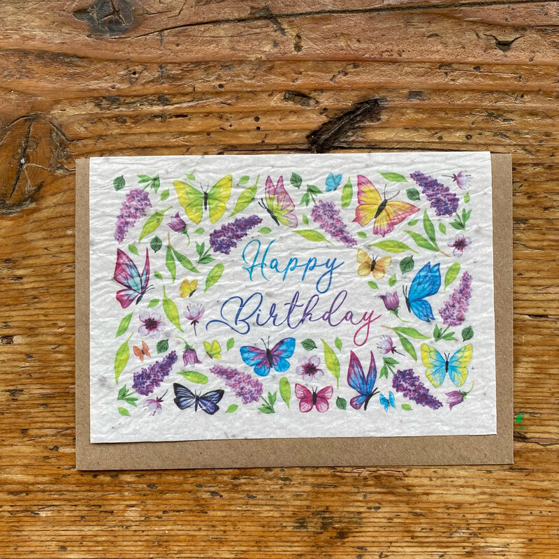 Carte à planter "Joyeux anniversaire papillons 🦋 " (notice en anglais) 