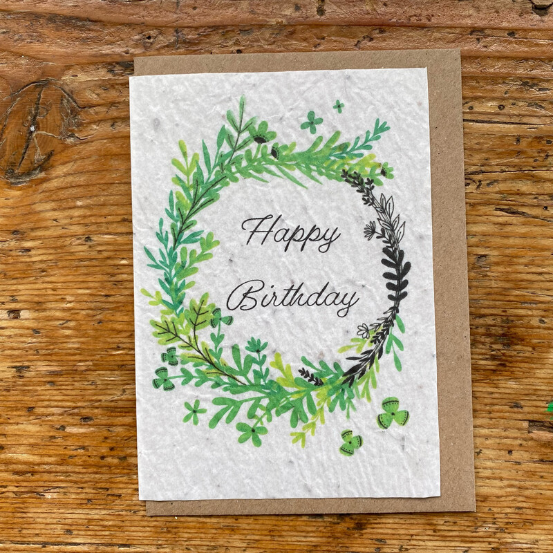Carte à planter "anniversaire menthe " (notice en anglais )