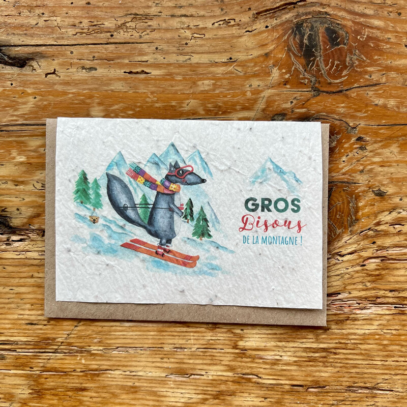 Carte à planter " Gros bisous de la montagne  " 