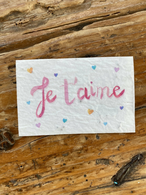 Mini carte à planter double " Je t'aime " fleurs des champs"