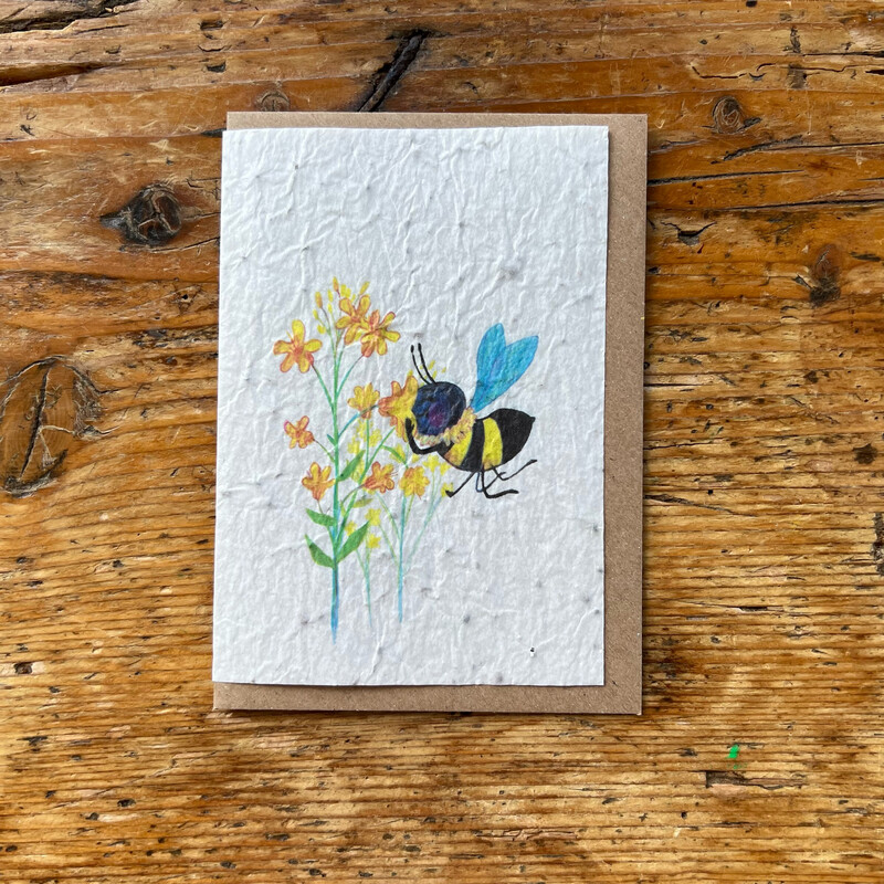 Carte à planter " Abeille et ses fleurs  " 