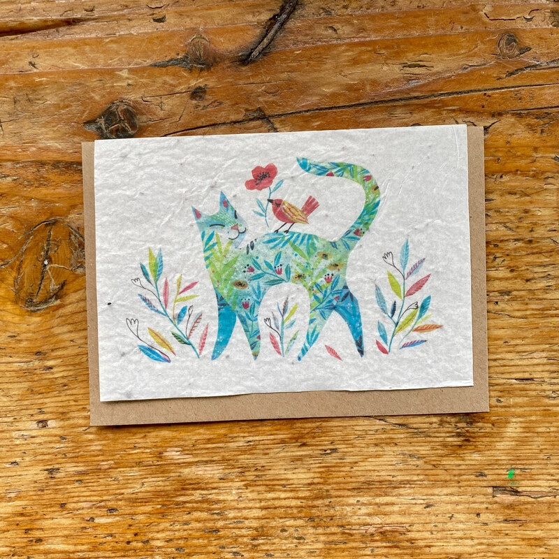 Carte à planter Carte à planter " Le chat et l’oiseau "