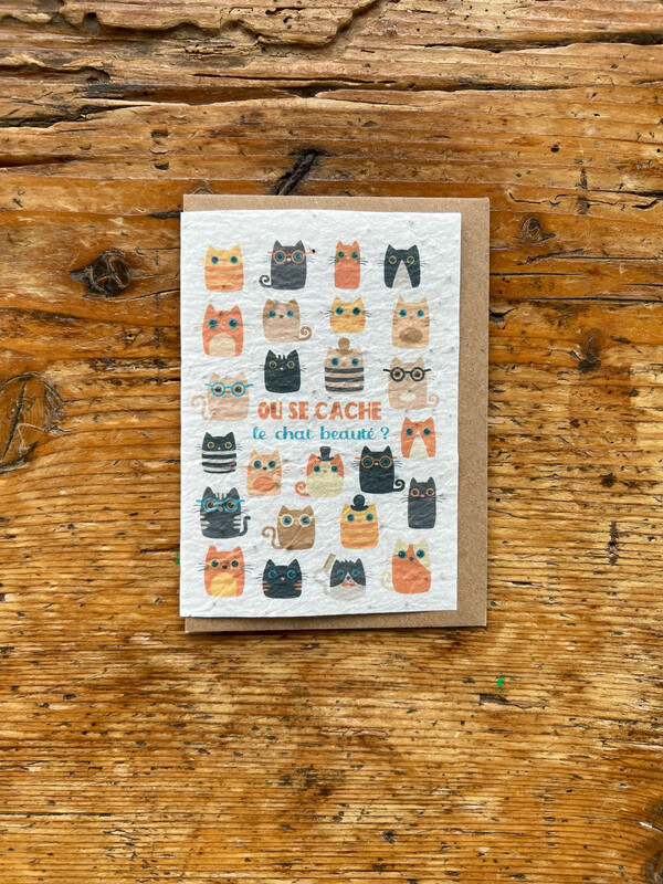 Carte à planter jeu « Chat beauté  » 