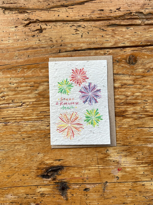 Carte à planter " Bonne et heureuse année feu d’artifice "