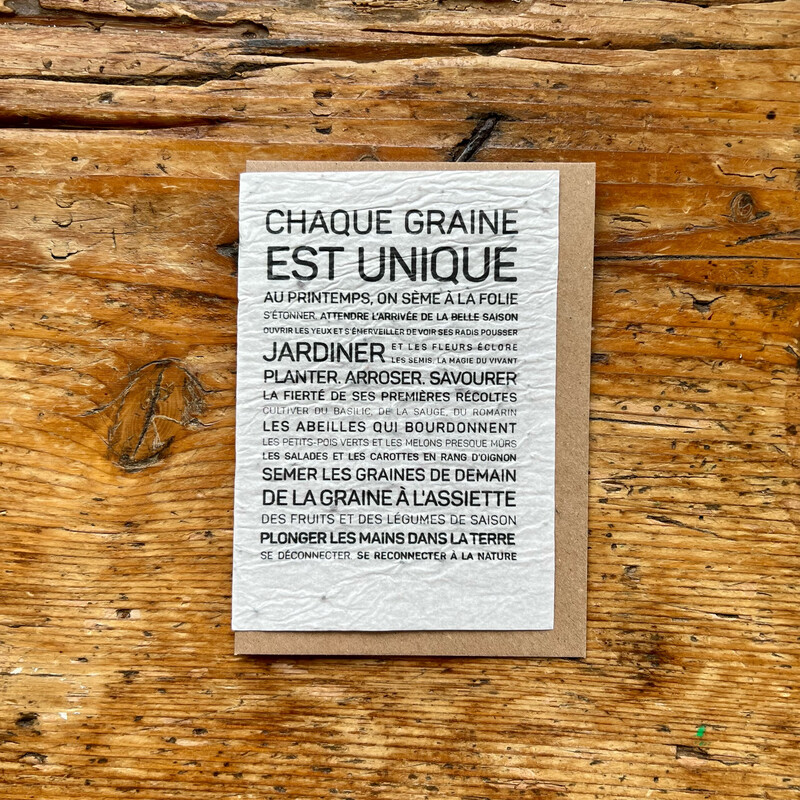 Carte à planter  « Chaque graine est unique » 