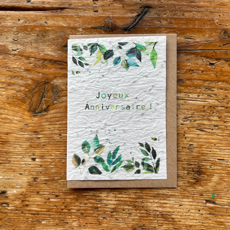 Carte à planter "Anniversaire feuilles d’herbes aromatiques "