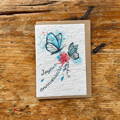 Carte à planter "Joyeux anniversaire papillon"
