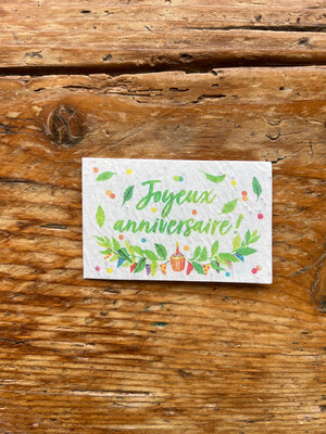 Mini carte à planter double "Joyeux anniversaire" Menthe