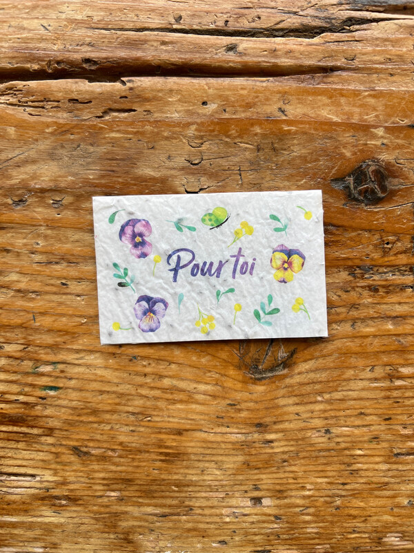 Mini carte à planter double "Pour toi" fleurs des champs