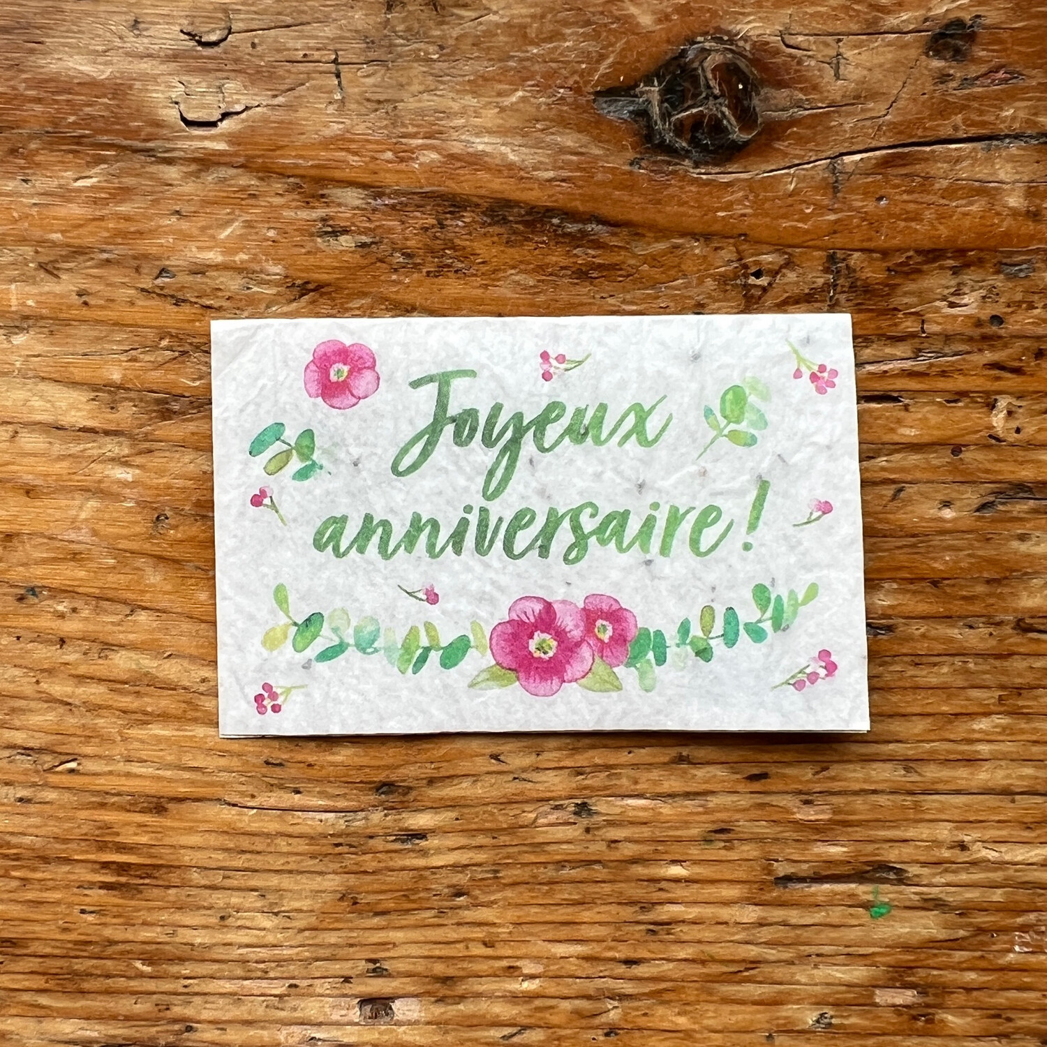 Mini carte à planter double "Joyeux anniversaire" fleurs des champs