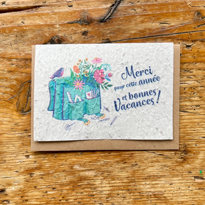 Carte à planter "Merci pour cette année et bonnes vacances"