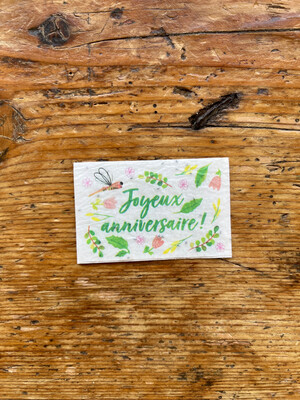 Mini carte à planter double "Joyeux anniversaire" Mélisse citronnelle