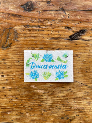 Mini carte à planter double " douces pensées " fleurs des champs