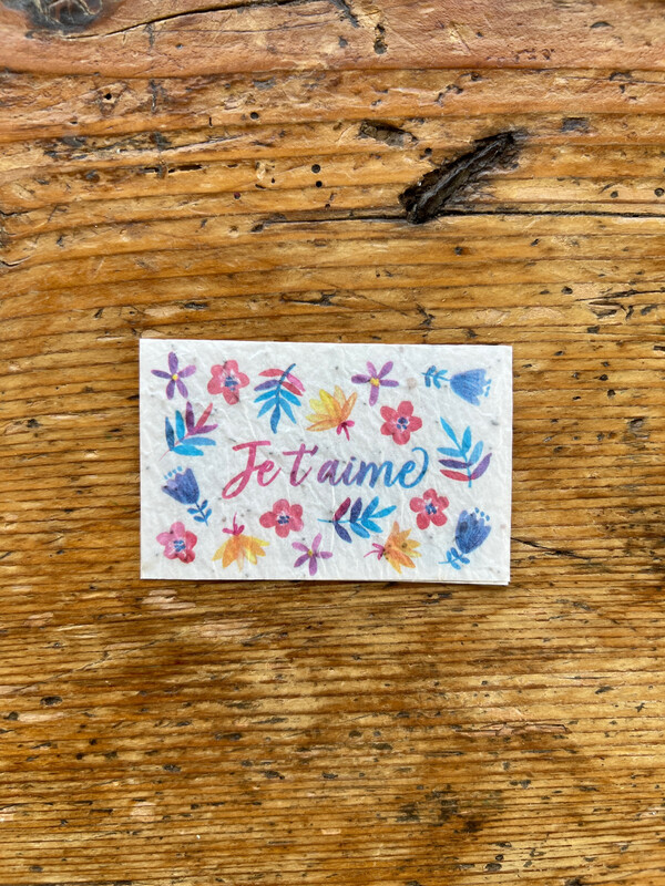 Mini carte à planter double " je t’aime " fleurs des champs