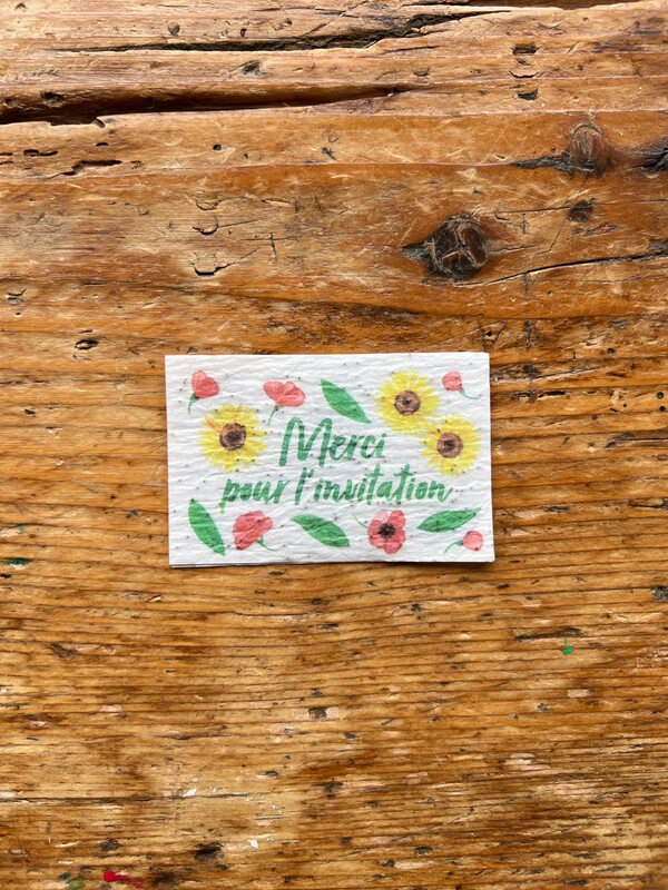 Mini carte à planter double " merci pour l’invitation " coquelicot