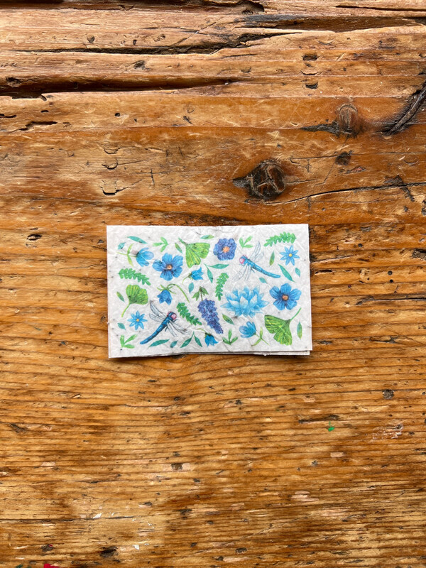 Mini carte à planter double " libellules " fleurs des champs