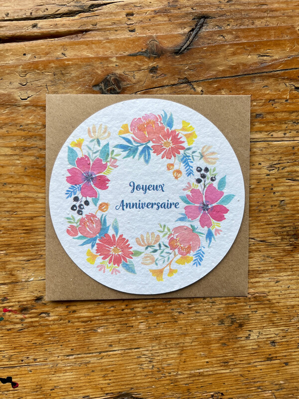 Carte à planter ronde " Joyeux anniversaire "