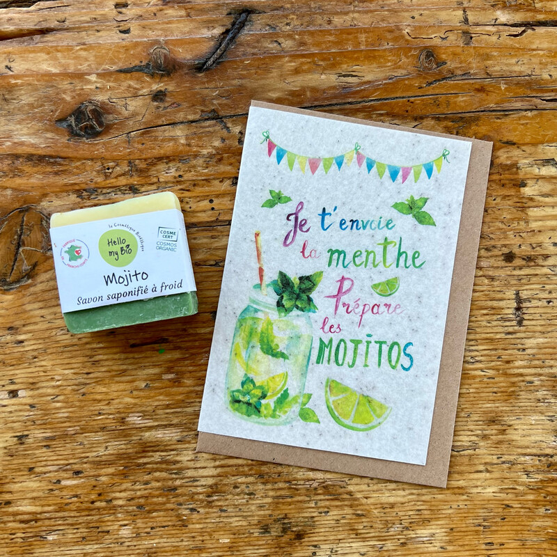 Carte à planter "mojito" et son petit savon mojito  (exclusivité site) 