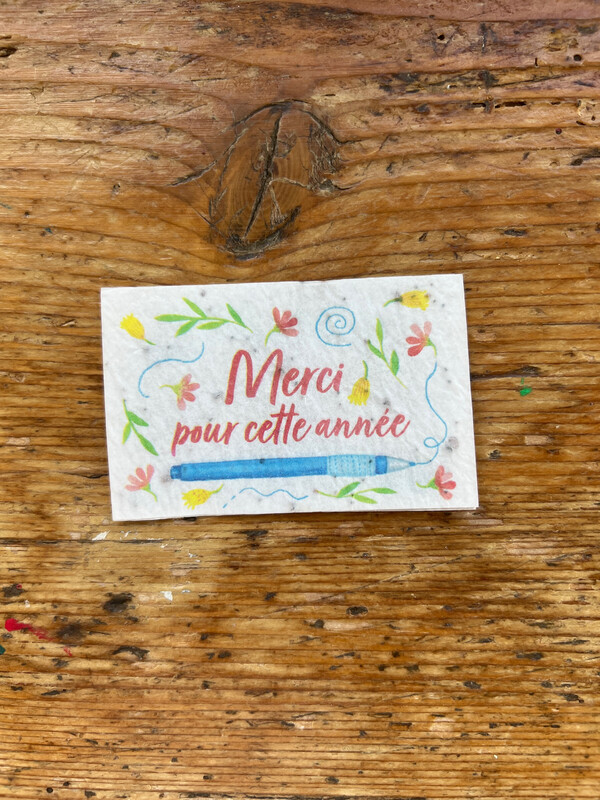 Mini carte à planter double " Merci pour cette année " fleurs des champs