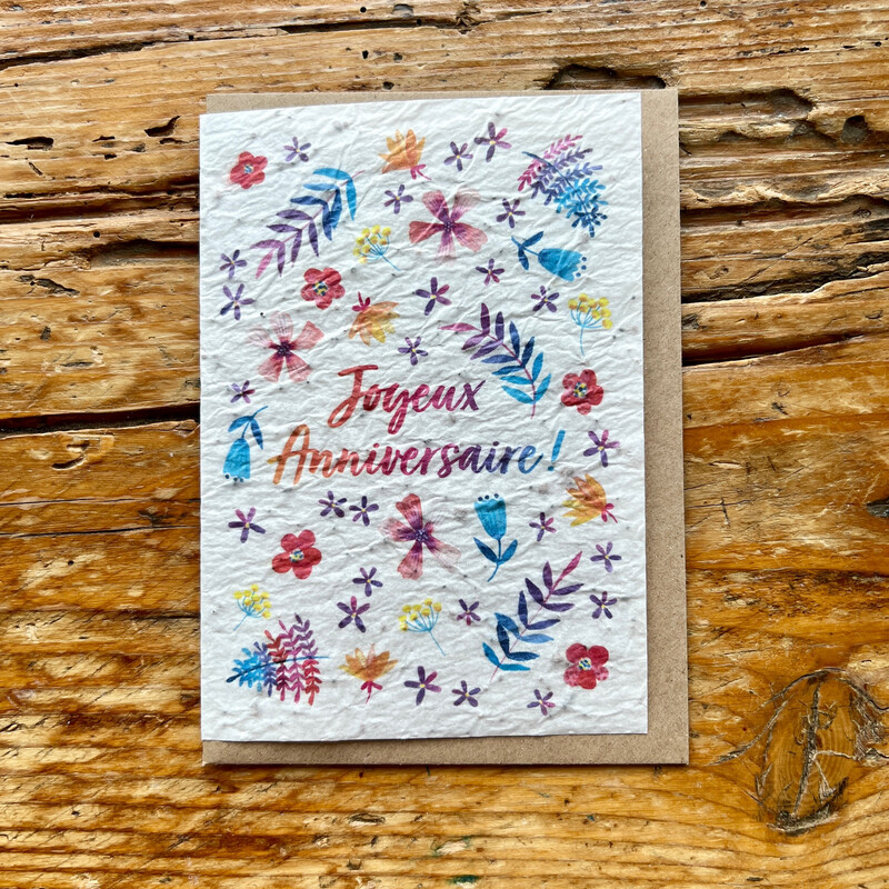 Carte à planter " Joyeux anniversaire fleurs "
