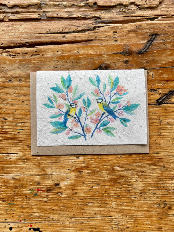 Carte à planter " Mésanges "