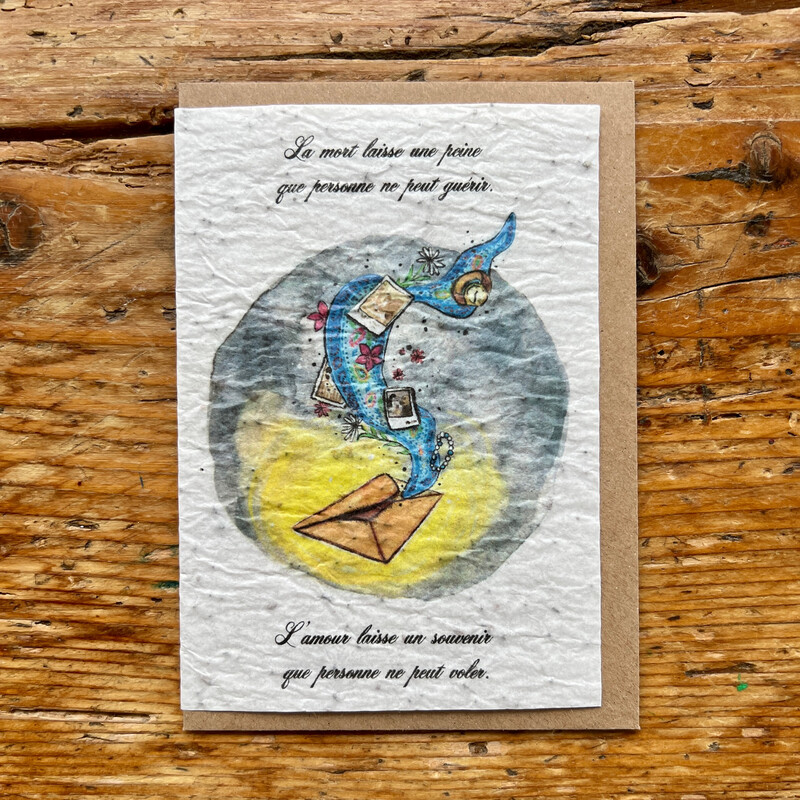 Carte à planter condoléances " La mort laisse une peine que … "