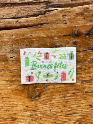 Mini carte à planter double " Bonnes fêtes " fleurs des champs