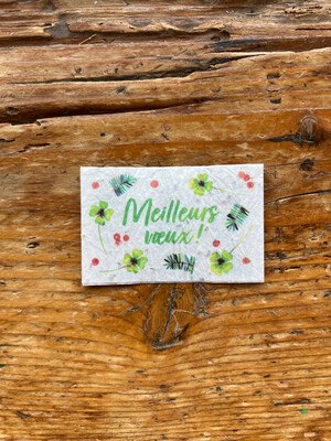 Mini carte à planter double " Meilleurs vœux " fleurs des champs
