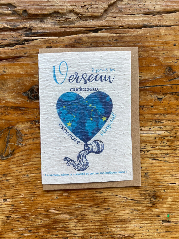 Carte à planter signe astrologique du zodiaque " Verseau "