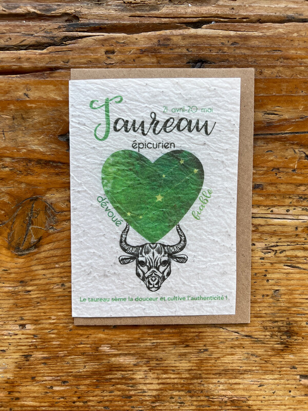 Carte à planter signe astrologique du zodiaque " Taureau "