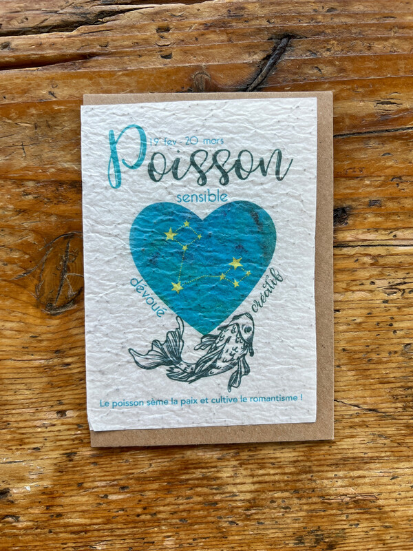 Carte à planter signe astrologique du zodiaque " Poisson "
