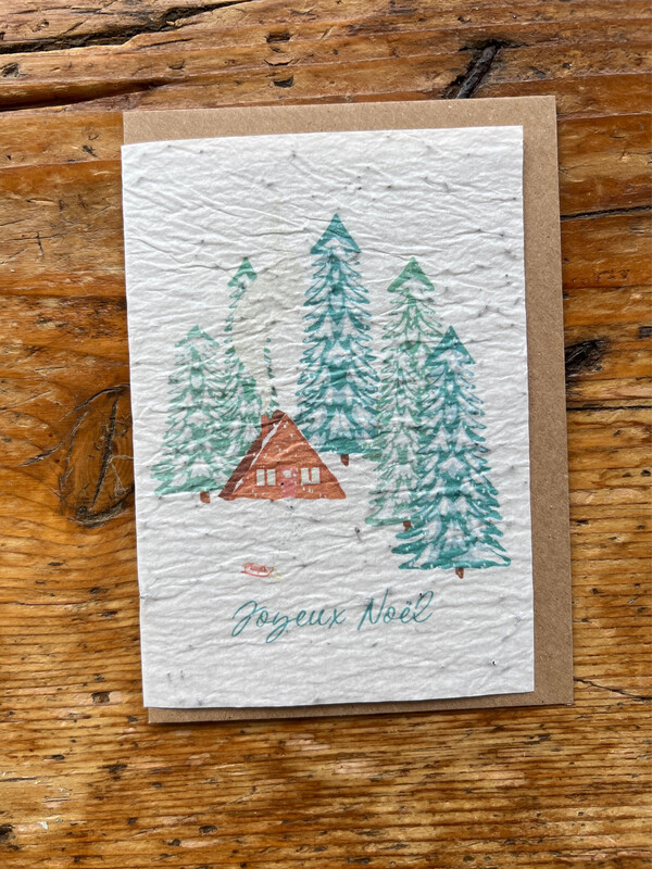 Carte à planter " Joyeux Noël forêt "