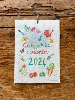 Calendrier à planter A5 fleurs Delphine Balme 2024 et sa carte à planter offerte