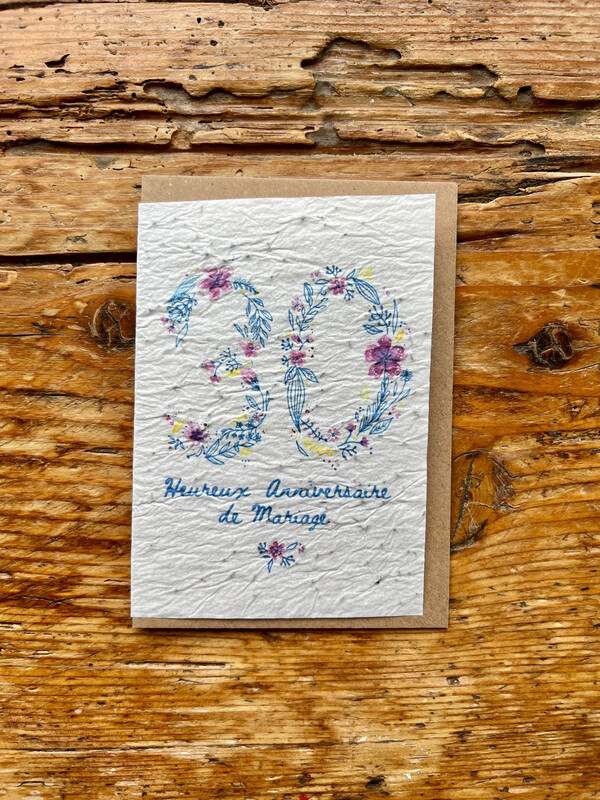 Carte à planter " Heureux anniversaire de mariage 30 ans "