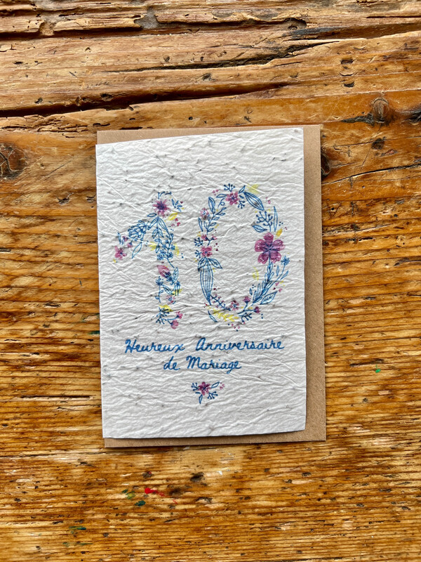 Carte à planter " Heureux anniversaire de mariage 10 ans "