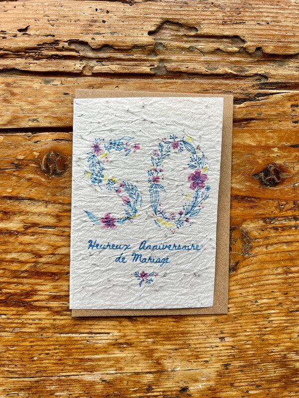 Carte à planter " Heureux anniversaire de mariage 50 ans "