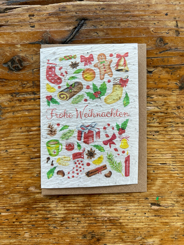 Carte à planter " Frohe Weihnachten" (notice en allemand)