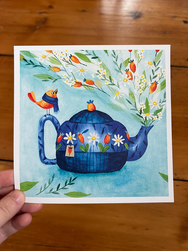 Carte traditionnelle carré 14,8 x 14,8 cm « Théière »
