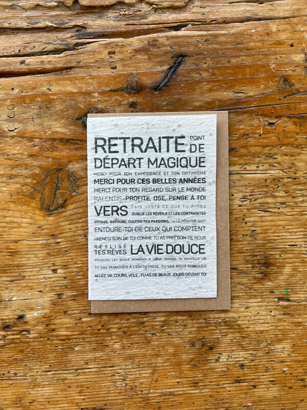 Carte à planter "Retraite"