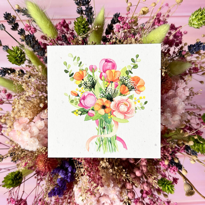 Carte traditionnelle carré « Bouquet »