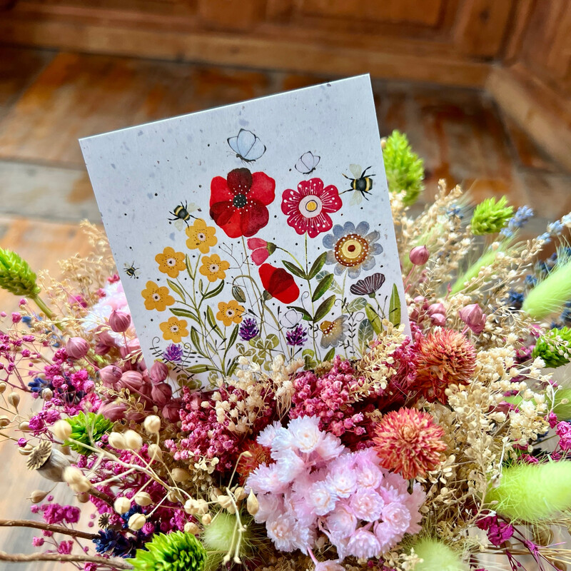 Carte traditionnelle carré « fleurs »