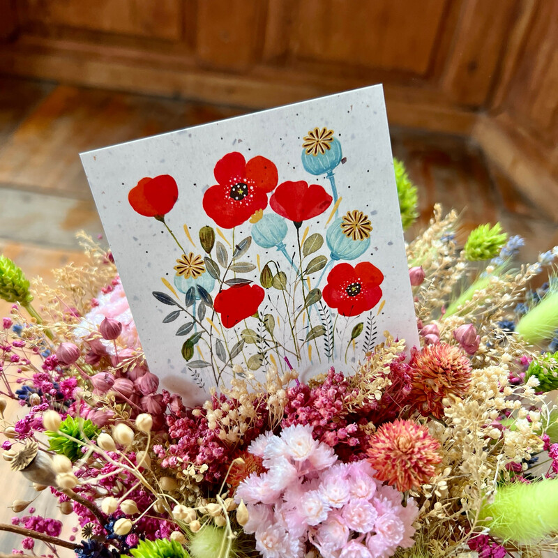 Carte traditionnelle carré « coquelicots »