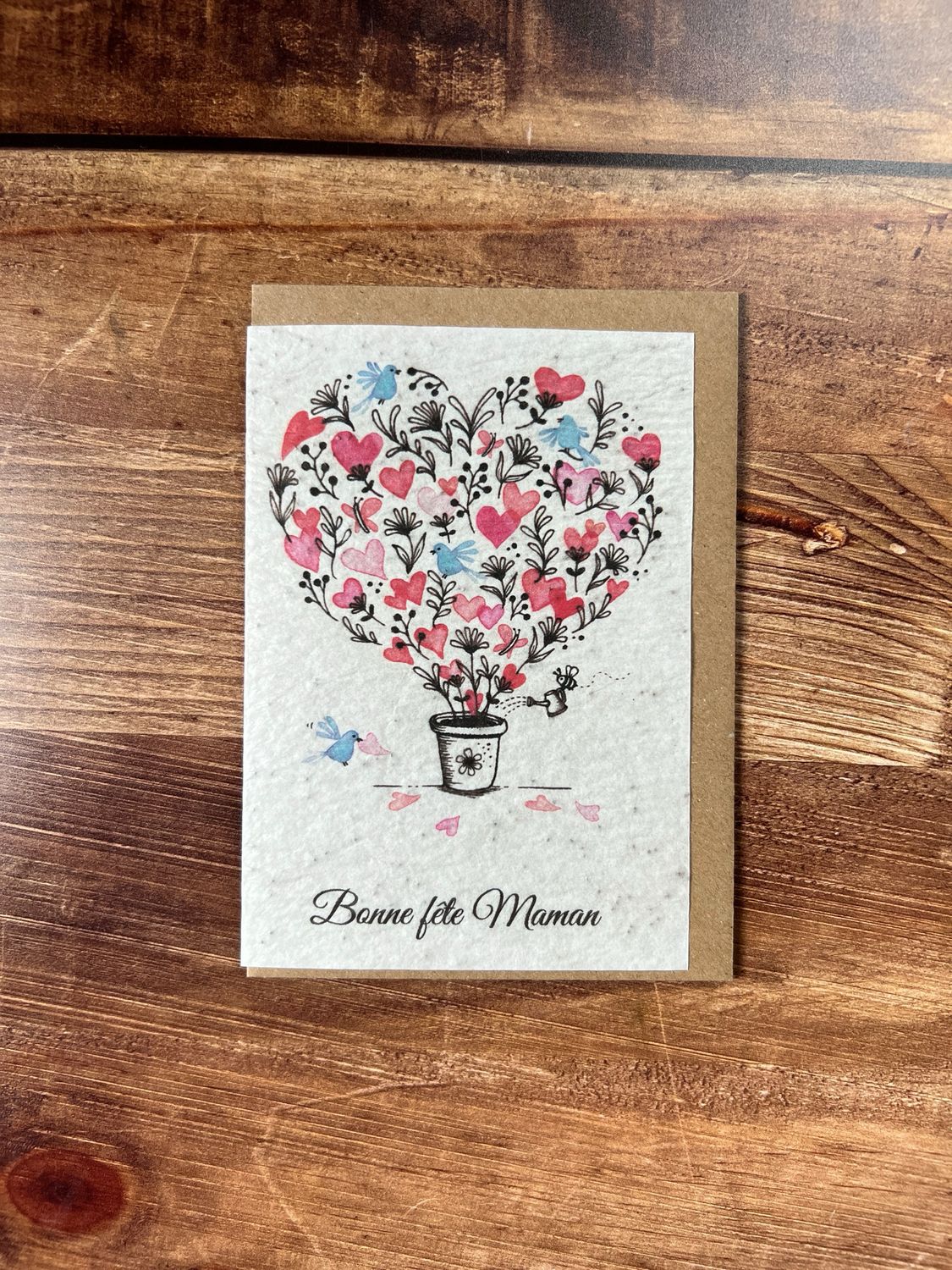 Carte à planter "Bonne fête maman cœurs "