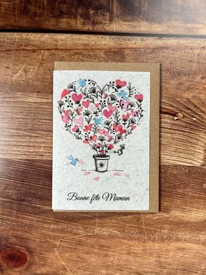 Carte à planter "Bonne fête maman cœurs "