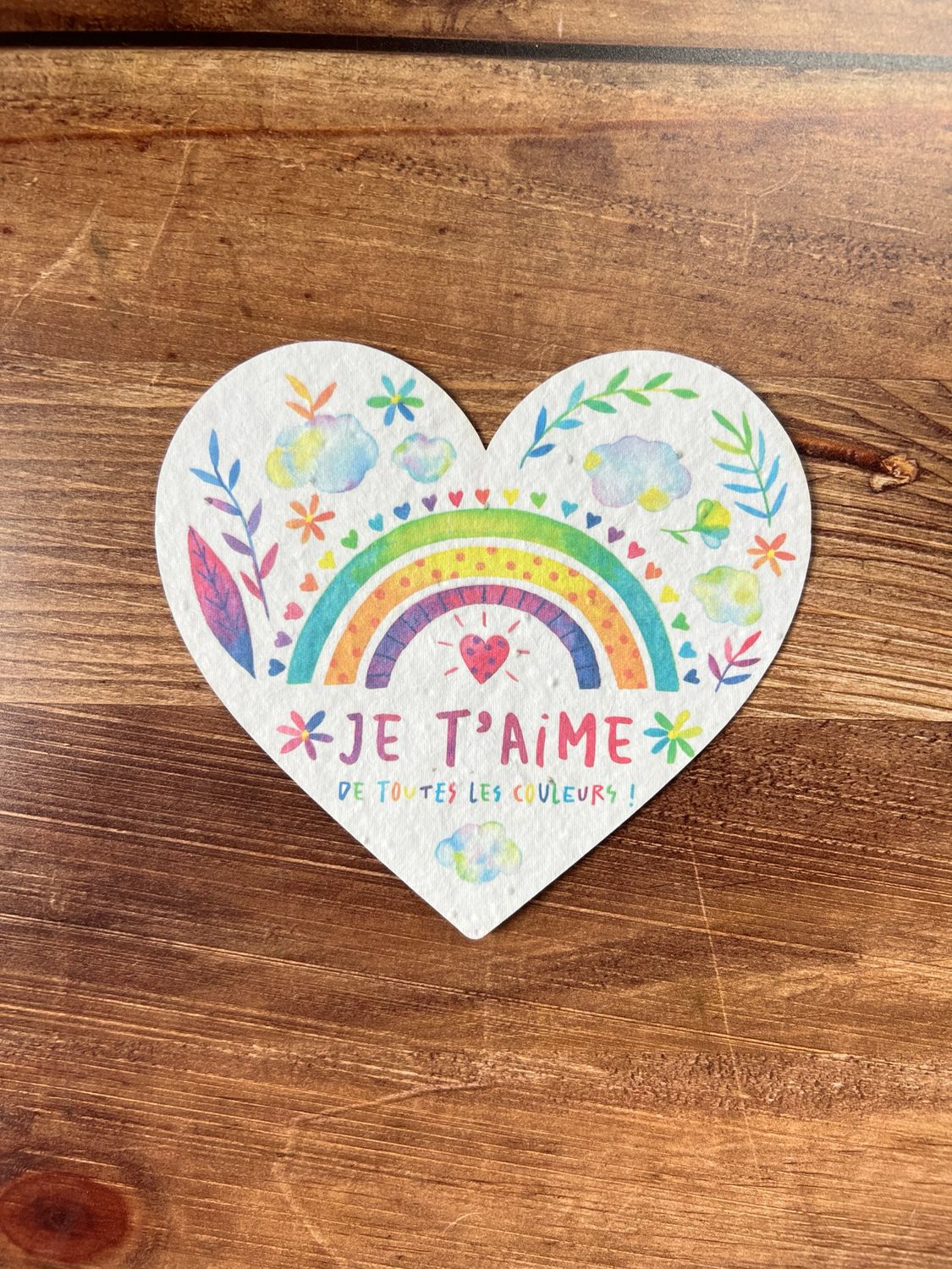 Carte à planter coeur " Je t’aime de toutes les couleurs "