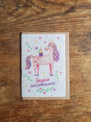 Carte à planter Carte à planter "anniversaire licorne " ?