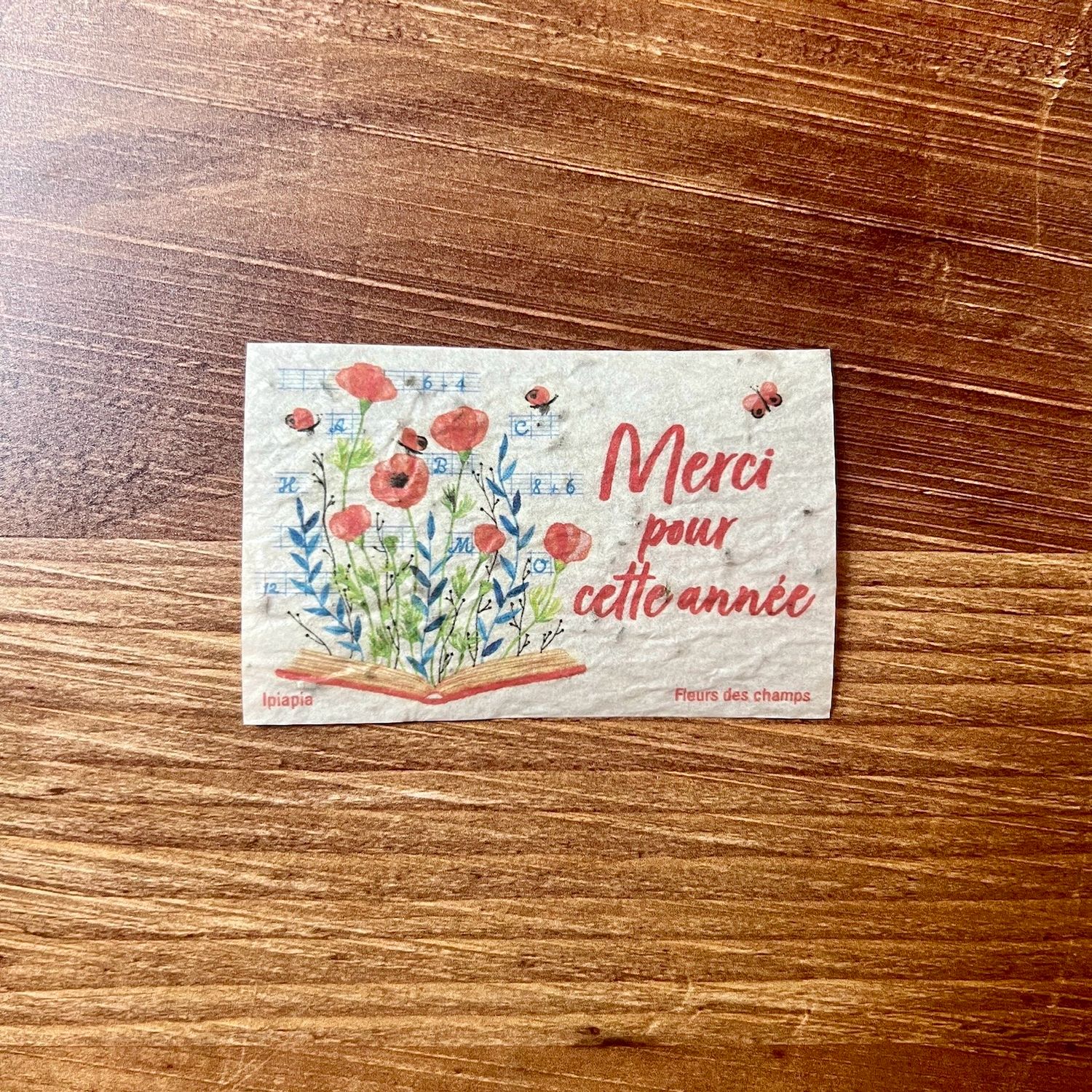 Mini carte à planter « merci pour cette année » fleurs des champs