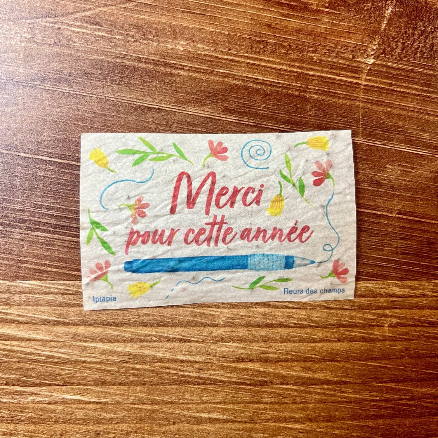 Mini carte à planter « merci pour cette année » fleurs des champs