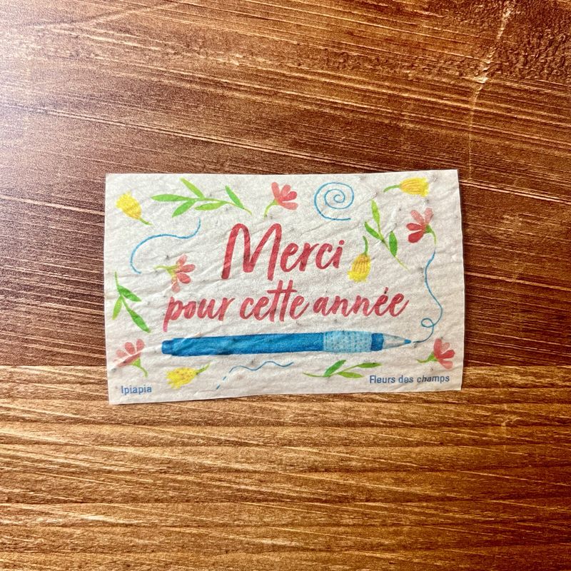 Mini carte à planter « merci pour cette année » fleurs des champs